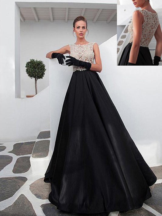 Luxurious Beaded Chiffon Long/Floor-length A-line/Princess Prom Dresses