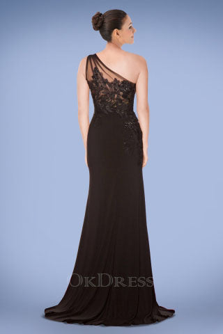 One-shoulder Natural Sheath/Column Evening Dresses