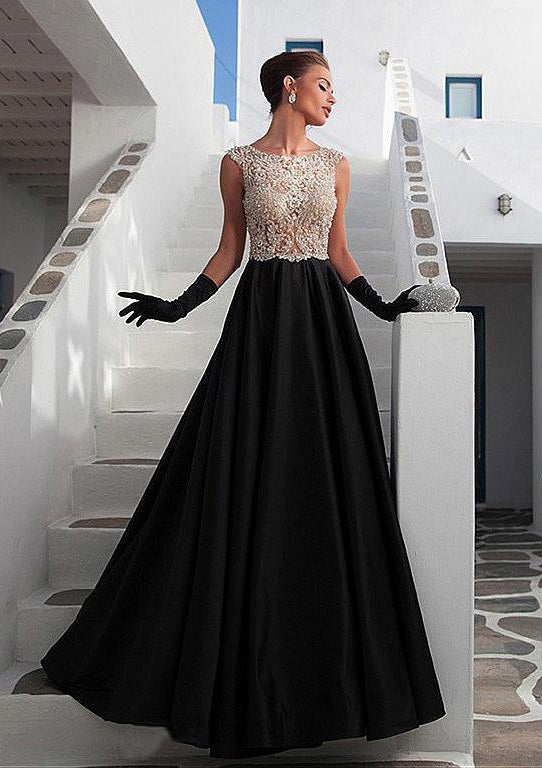 Luxurious Beaded Chiffon Long/Floor-length A-line/Princess Prom Dresses