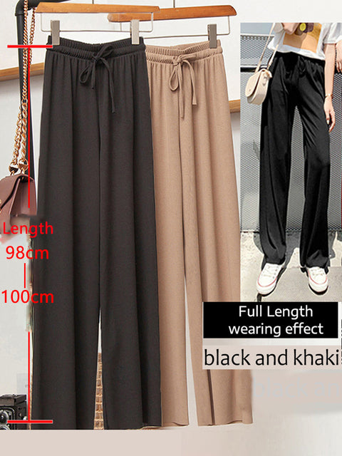 Soft Comfort Women Pants 2022 New High Waist Casual Summer Slacks Pants Women Ice Silk Ankle-Length Long Trousers Female Slacks