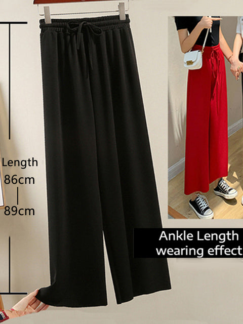 Soft Comfort Women Pants 2022 New High Waist Casual Summer Slacks Pants Women Ice Silk Ankle-Length Long Trousers Female Slacks