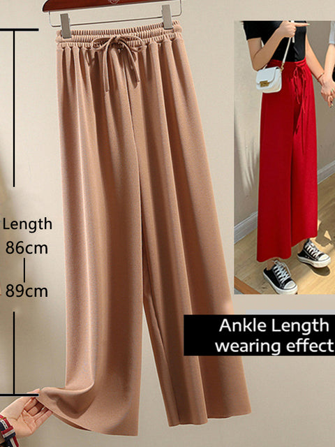 Soft Comfort Women Pants 2022 New High Waist Casual Summer Slacks Pants Women Ice Silk Ankle-Length Long Trousers Female Slacks