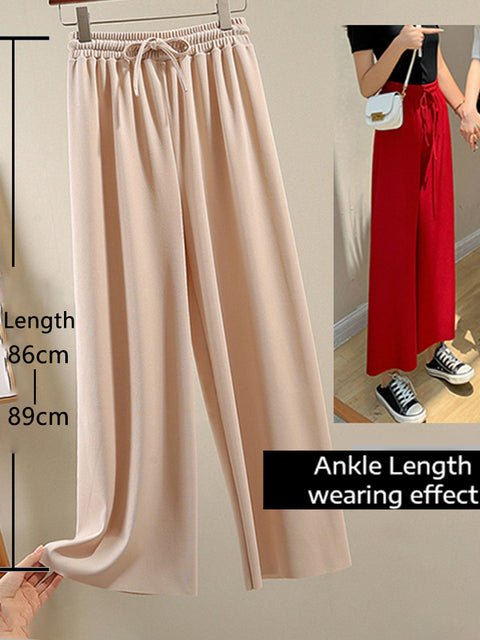 Soft Comfort Women Pants 2022 New High Waist Casual Summer Slacks Pants Women Ice Silk Ankle-Length Long Trousers Female Slacks