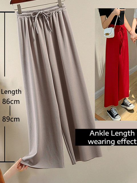 Soft Comfort Women Pants 2022 New High Waist Casual Summer Slacks Pants Women Ice Silk Ankle-Length Long Trousers Female Slacks