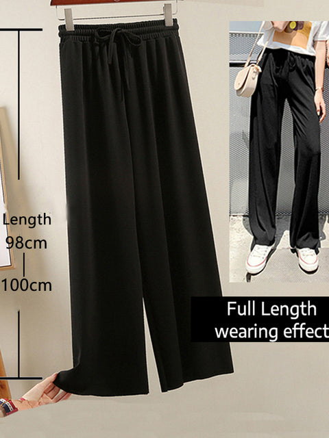 Soft Comfort Women Pants 2022 New High Waist Casual Summer Slacks Pants Women Ice Silk Ankle-Length Long Trousers Female Slacks