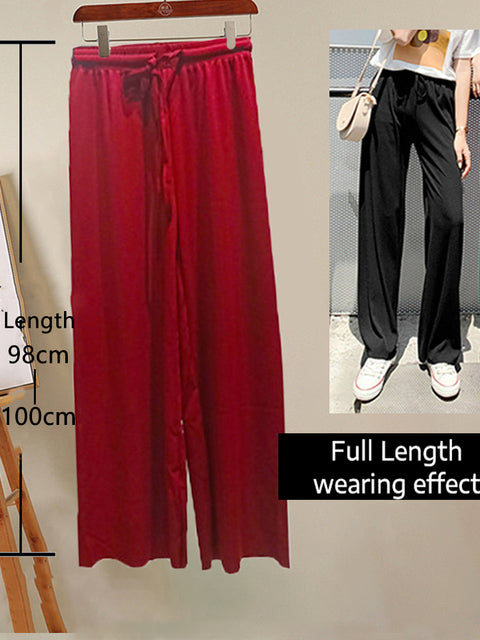 Soft Comfort Women Pants 2022 New High Waist Casual Summer Slacks Pants Women Ice Silk Ankle-Length Long Trousers Female Slacks