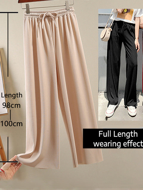 Soft Comfort Women Pants 2022 New High Waist Casual Summer Slacks Pants Women Ice Silk Ankle-Length Long Trousers Female Slacks