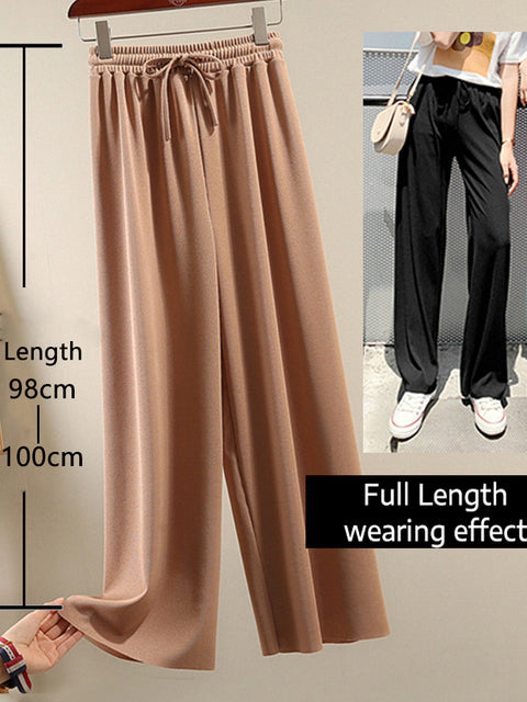 Soft Comfort Women Pants 2022 New High Waist Casual Summer Slacks Pants Women Ice Silk Ankle-Length Long Trousers Female Slacks