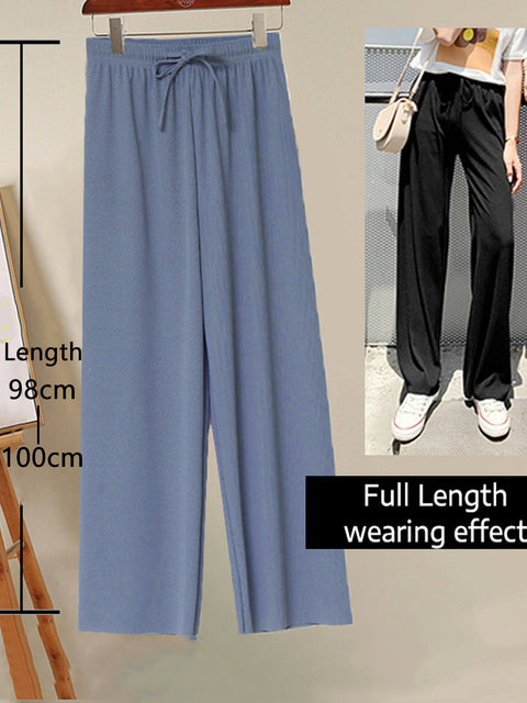 Soft Comfort Women Pants 2022 New High Waist Casual Summer Slacks Pants Women Ice Silk Ankle-Length Long Trousers Female Slacks