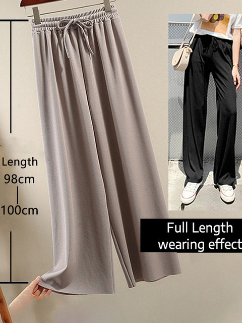 Soft Comfort Women Pants 2022 New High Waist Casual Summer Slacks Pants Women Ice Silk Ankle-Length Long Trousers Female Slacks