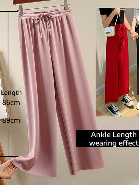 Soft Comfort Women Pants 2022 New High Waist Casual Summer Slacks Pants Women Ice Silk Ankle-Length Long Trousers Female Slacks