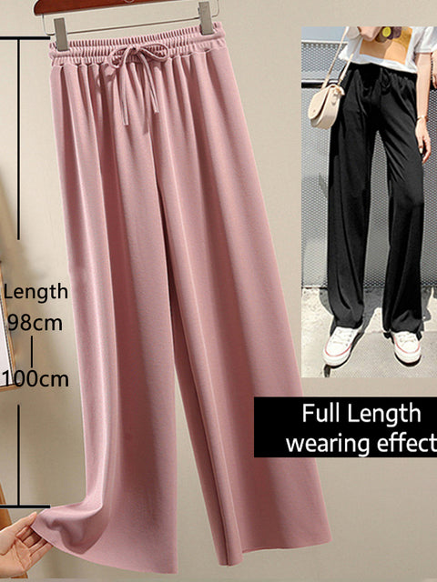 Soft Comfort Women Pants 2022 New High Waist Casual Summer Slacks Pants Women Ice Silk Ankle-Length Long Trousers Female Slacks