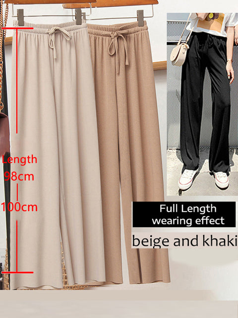 Soft Comfort Women Pants 2022 New High Waist Casual Summer Slacks Pants Women Ice Silk Ankle-Length Long Trousers Female Slacks