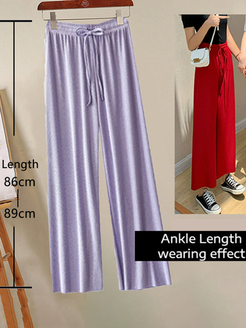 Soft Comfort Women Pants 2022 New High Waist Casual Summer Slacks Pants Women Ice Silk Ankle-Length Long Trousers Female Slacks