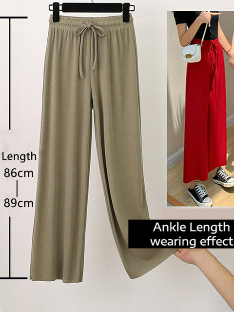 Soft Comfort Women Pants 2022 New High Waist Casual Summer Slacks Pants Women Ice Silk Ankle-Length Long Trousers Female Slacks