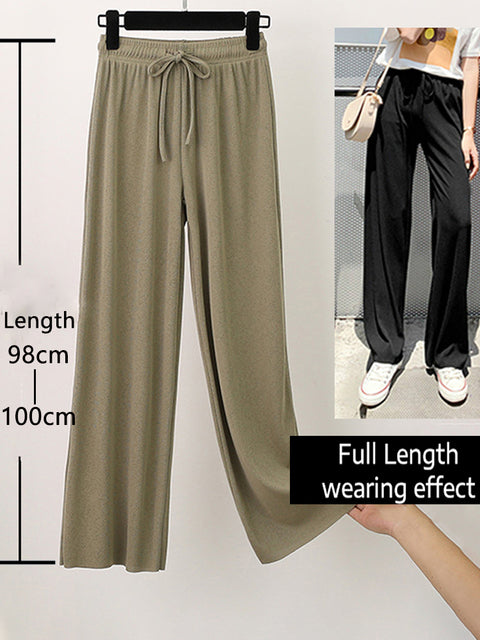 Soft Comfort Women Pants 2022 New High Waist Casual Summer Slacks Pants Women Ice Silk Ankle-Length Long Trousers Female Slacks