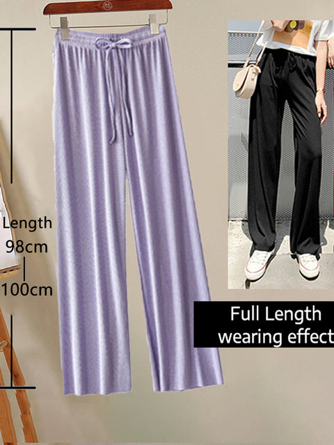 Soft Comfort Women Pants 2022 New High Waist Casual Summer Slacks Pants Women Ice Silk Ankle-Length Long Trousers Female Slacks