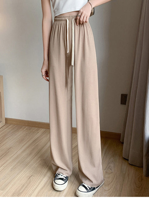 Soft Comfort Women Pants 2022 New High Waist Casual Summer Slacks Pants Women Ice Silk Ankle-Length Long Trousers Female Slacks