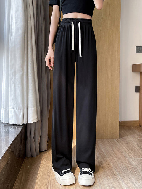 Soft Comfort Women Pants 2022 New High Waist Casual Summer Slacks Pants Women Ice Silk Ankle-Length Long Trousers Female Slacks