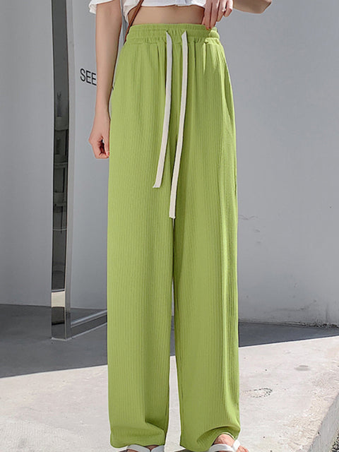 Soft Comfort Women Pants 2022 New High Waist Casual Summer Slacks Pants Women Ice Silk Ankle-Length Long Trousers Female Slacks