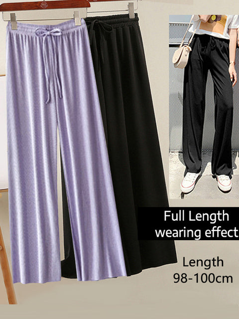 Soft Comfort Women Pants 2022 New High Waist Casual Summer Slacks Pants Women Ice Silk Ankle-Length Long Trousers Female Slacks