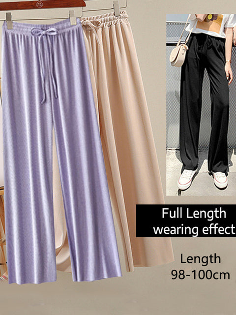 Soft Comfort Women Pants 2022 New High Waist Casual Summer Slacks Pants Women Ice Silk Ankle-Length Long Trousers Female Slacks