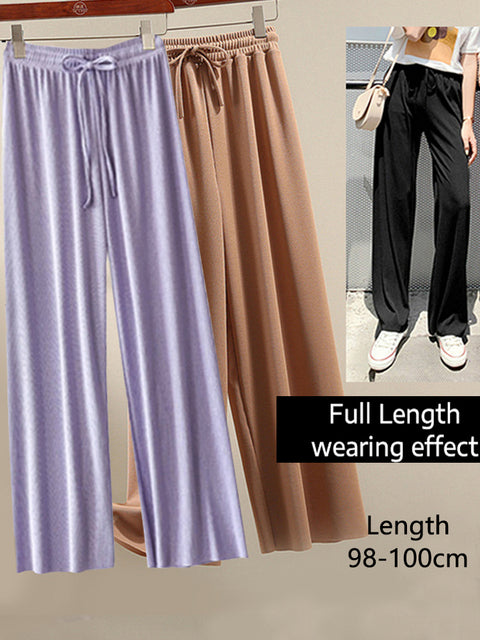 Soft Comfort Women Pants 2022 New High Waist Casual Summer Slacks Pants Women Ice Silk Ankle-Length Long Trousers Female Slacks