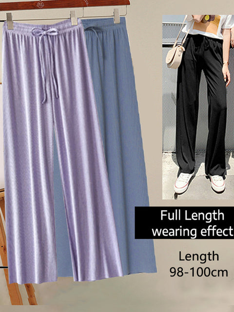 Soft Comfort Women Pants 2022 New High Waist Casual Summer Slacks Pants Women Ice Silk Ankle-Length Long Trousers Female Slacks