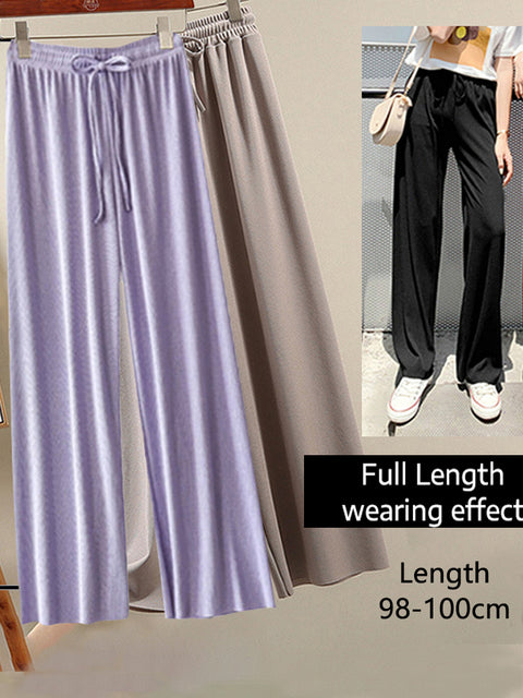 Soft Comfort Women Pants 2022 New High Waist Casual Summer Slacks Pants Women Ice Silk Ankle-Length Long Trousers Female Slacks