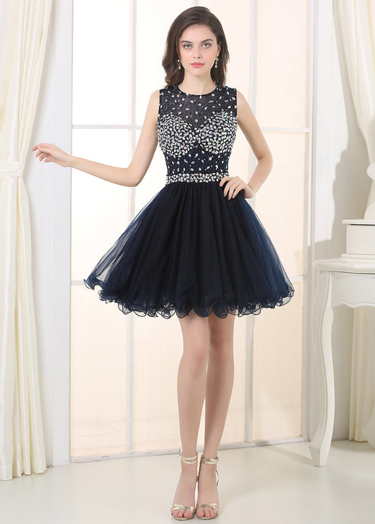 Marvelous Natural Jewel Zipper Tulle Homecoming Dresses