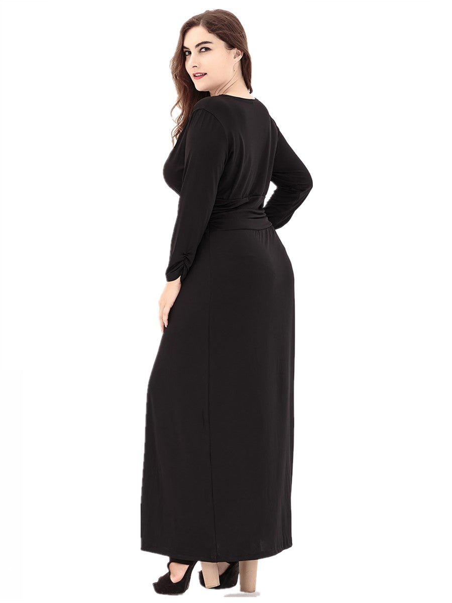 Long Sleeve Plus Size V-Neck Mother of The Bride Dress